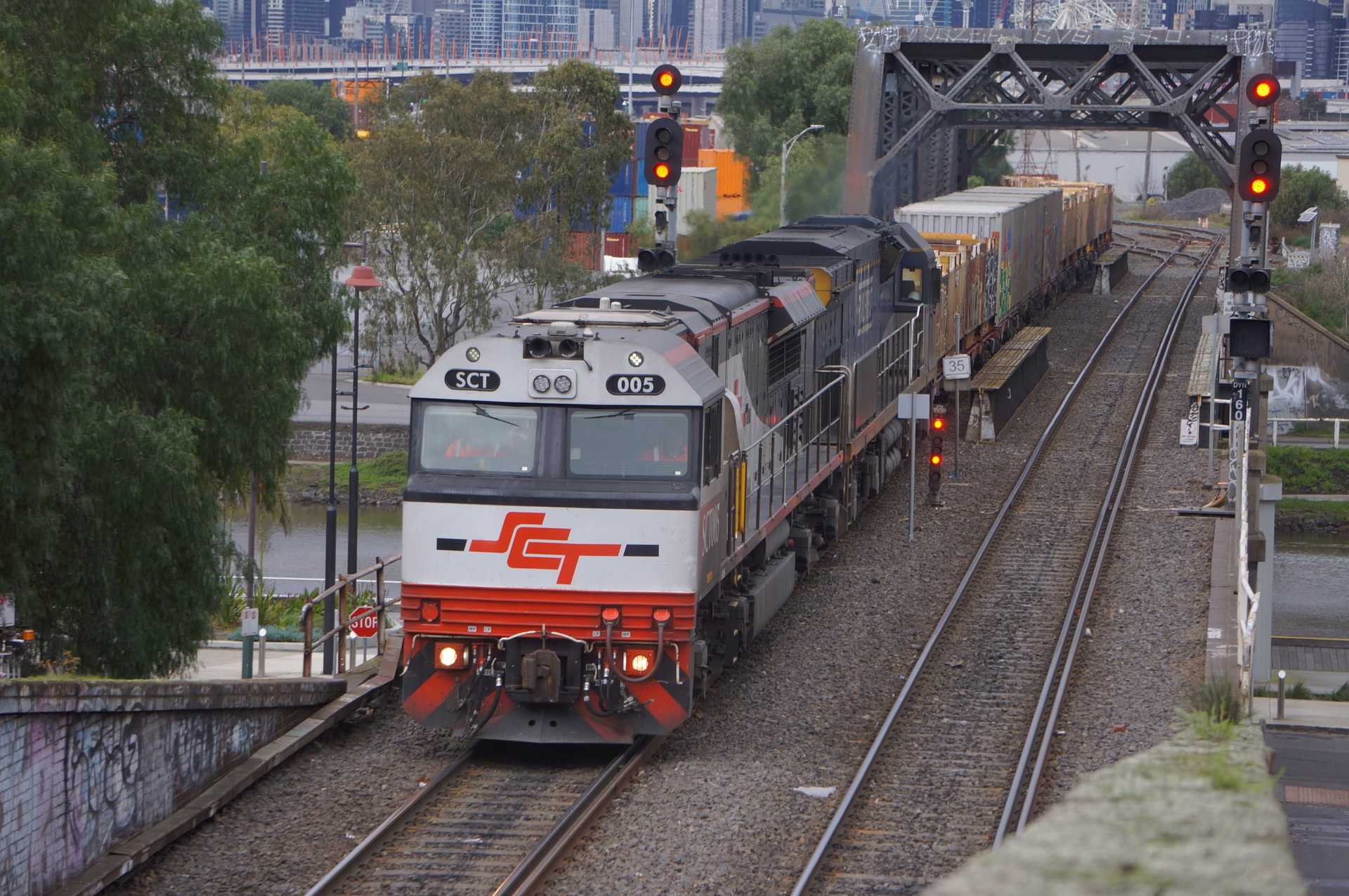 9743V about to enter Bunbury Street, bound for SCT Laverton.